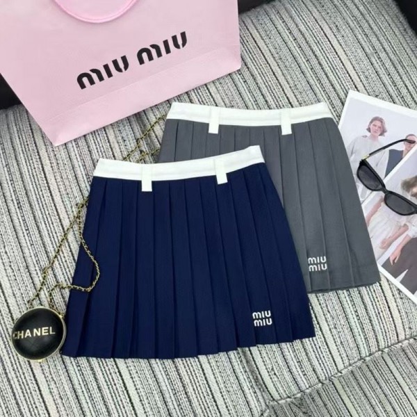 ブランド MIUMIU プリーツスカート ミュウミュウミニスカート S- L レディース ミニ 美脚 セクシースカート 通勤 インナー オフィス OL 制服 Aライン 春 秋 夏 プリーツ 超ミニ 美尻スカート ハイウエスト