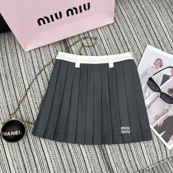 ブランド MIUMIU プリーツスカート ミュウミュウミニスカート S- L レディース ミニ 美脚 セクシースカート 通勤 インナー オフィス OL 制服 Aライン 春 秋 夏 プリーツ 超ミニ 美尻スカート ハイウエスト