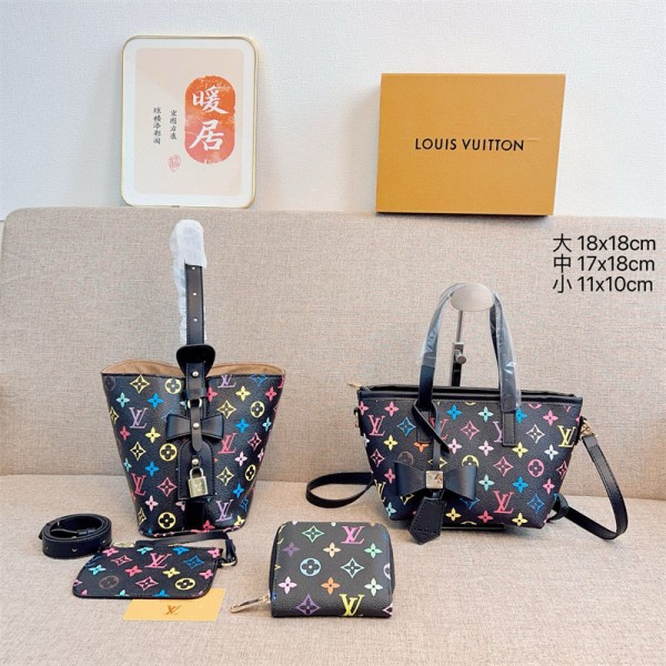 Lv ルイヴィトンブランドハンドバッグ斜め掛けカバン ハイブランド財布 3点セットブランド手持ちバッグ鞄 ブランドミニバッグ かわいい バケットバッグ