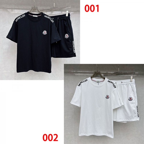 Moncle* モンクレールハイブランドTシャツメンズ 夏服半袖 上下 セット ゆったり ジャージ メンズ 上下 ハーフパンツ M - 5XL セットアップ メンズ 刺繍スウェット メンズ 上下セット 大きいサイズ 吸汗速乾 部屋着 オフルームウエア