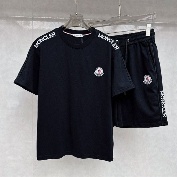 Moncle* モンクレールハイブランドTシャツメンズ 夏服半袖 上下 セット ゆったり ジャージ メンズ 上下 ハーフパンツ M - 5XL セットアップ メンズ 刺繍スウェット メンズ 上下セット 大きいサイズ 吸汗速乾 部屋着 オフルームウエア