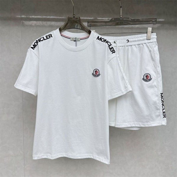 Moncle* モンクレールハイブランドTシャツメンズ 夏服半袖 上下 セット ゆったり ジャージ メンズ 上下 ハーフパンツ M - 5XL セットアップ メンズ 刺繍スウェット メンズ 上下セット 大きいサイズ 吸汗速乾 部屋着 オフルームウエア