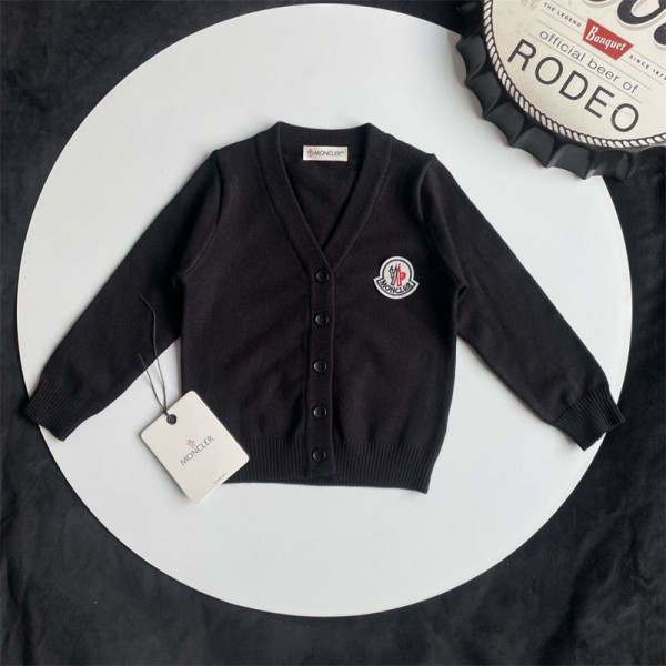 Moncler モンクレールブランドカーディガン 子供 男の子 女の子 キッズ用セーター 男女兼用 Vネーク 長袖 ニットトップス ニットセーター 幼児 ジュニア スタイリッシュ カジュアル 春 秋 冬 90 - 150cm