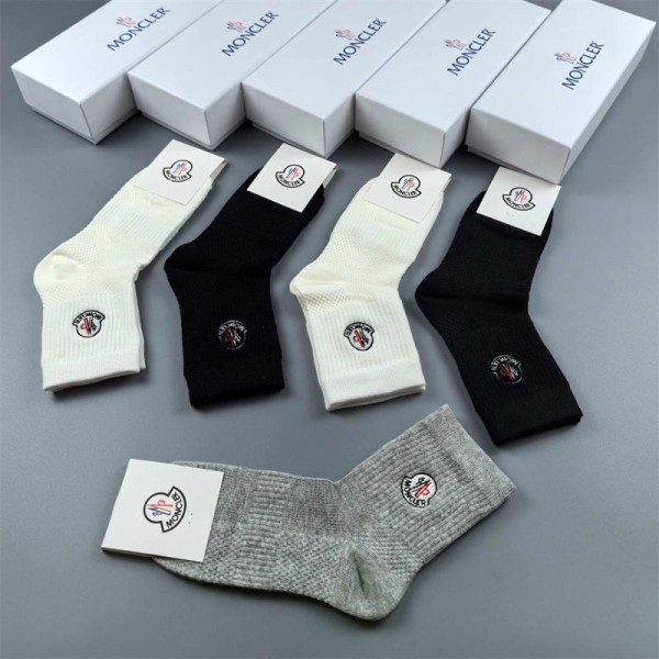 Moncler モンクレールハイブランド ソックス 綿製レディース向け 靴下 かわいい浅口ソックス 女の子好き 韓国ブランドソックス 男女兼用 ファッション 5足セット