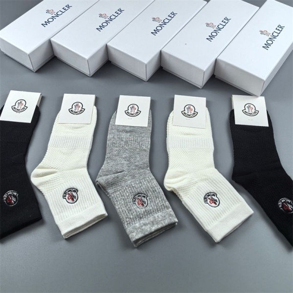 Moncler モンクレールハイブランド ソックス 綿製レディース向け 靴下 かわいい浅口ソックス 女の子好き 韓国ブランドソックス 男女兼用 ファッション 5足セット