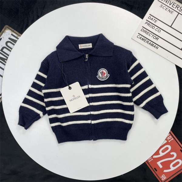Moncler モンクレールハイブランドセーター キッズ 子供服 女の子 カーディガン 90 - 150cm リブニット ボーイズ ニットセーター ニットコート バイカラー 防寒 トップス オシャレ 通園 通学 小学生 中学生 春 秋 冬