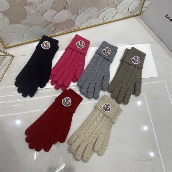 モンクレールブランドニット手袋 メンズ 冬 防寒 Monclerウールニット手袋 レディース防寒グローブ ファション 冬 厚手 温かい ニットグローブ 厚手 暖かい 保温 柔らか 伸縮性 持ち運びに便利 バイク サイクリング 通学 通勤 男女兼用