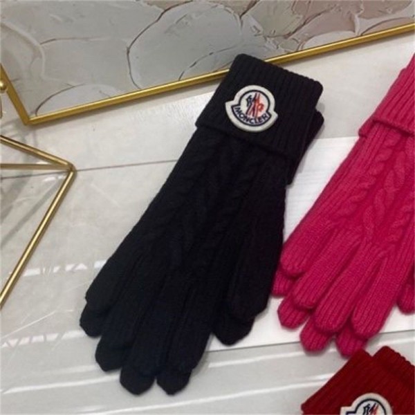 モンクレールブランドニット手袋 メンズ 冬 防寒 Monclerウールニット手袋 レディース防寒グローブ ファション 冬 厚手 温かい ニットグローブ 厚手 暖かい 保温 柔らか 伸縮性 持ち運びに便利 バイク サイクリング 通学 通勤 男女兼用