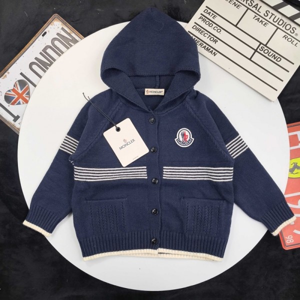 Moncler モンクレールハイブランド子供ニットパーカー フード付き キッズセーター カーディガン ニット  プルオーバー 90-150cm 長袖 レデイース トップス 春 秋 冬 体型カバー ゆったり カジュアル オシャレ かわいい