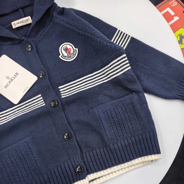 Moncler モンクレールハイブランド子供ニットパーカー フード付き キッズセーター カーディガン ニット  プルオーバー 90-150cm 長袖 レデイース トップス 春 秋 冬 体型カバー ゆったり カジュアル オシャレ かわいい