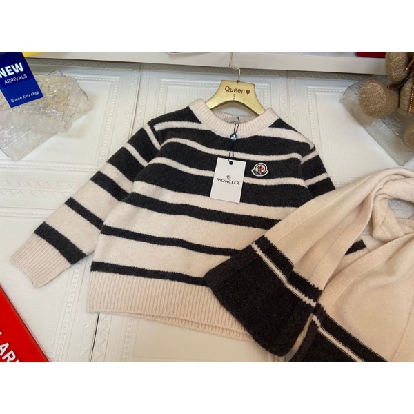 Moncler モンクレールハイブランド子供服 セーター ニットマフラー トップス キッズ 男の子 女の子 110¬150cm 長袖ニット プルオーバー 子供 カットソー セーター ニットセーター ガールズ ボーイズ ストール ジュニア トップス tシャツ ベビー服 春秋冬 通園 通学