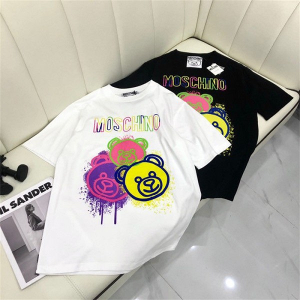 モスキーノブランドｔシャツ かわいい 半袖 tシャツ上着 高品質 コットン 肌に優しい tシャツ トップス 夏 オーバーサイズ ゆったり 丸首 tシャツ 男女兼用