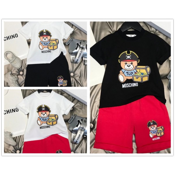 モスキーノ 子供服 Tシャツ 半パンツ セットアップ ハイブランド Moschino 夏 ガールズ ボーイ半袖 tシャツ ハーフパンツ 通学 普段着