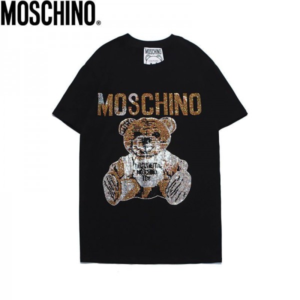 モスキーノtシャツハイブランド MOSCHINO かわいいクマ柄 半袖 tシャツ コットン 肌に優しい tシャツ トップス カップルオススメ