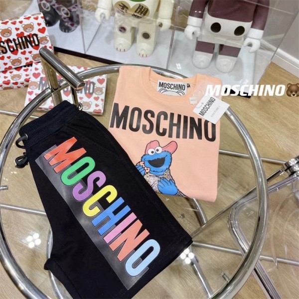 モスキーノ キッズ tシャツ 半パンツ2点セットハイブランドmoschino かわいい 子供服 半袖 tシャツ パンツ ガールズ ボイ 少女 少年 tシャツ 半ズボン