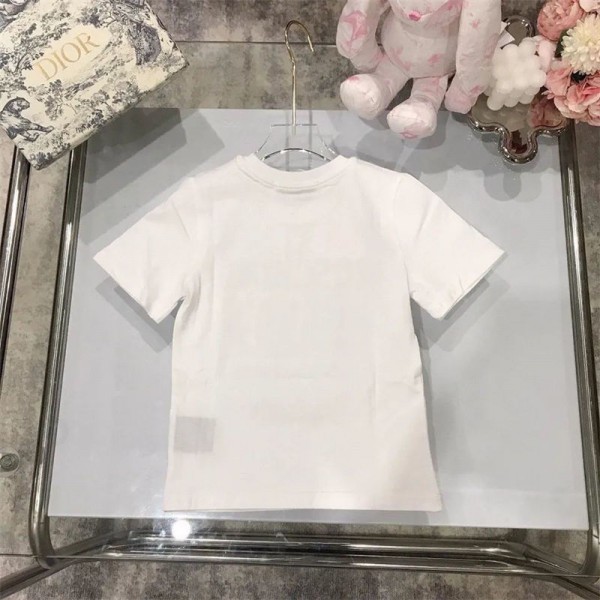 Moschino モスキーノブランドTシャツ 子供服 ボーイズ 半袖 キッズ プリント柄 高通気性 トップス 綿 フロントツイストヘム クルーネック おしゃれ カジュアル 普段着 通園 通学 夏 90 - 160cm