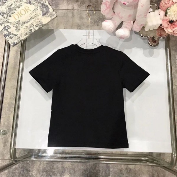 Moschino モスキーノブランドTシャツ 子供服 ボーイズ 半袖 キッズ プリント柄 高通気性 トップス 綿 フロントツイストヘム クルーネック おしゃれ カジュアル 普段着 通園 通学 夏 90 - 160cm