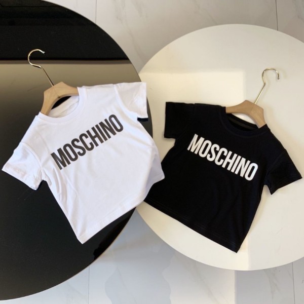 Moschino モスキーノハイブランド半袖 Tシャツ キッズ 男の子 子供服 ベビー服 女の子 半そで 無地 夏服 可愛い シンプル 綿 コットン 100% 上着 トップス90-160 cm