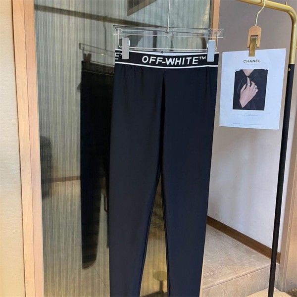 Off-White オフホワイトブランドヨガウェア レディース スポーツウェア スリムフィット ハイウエストヨガパンツ S - XL タイツ ヨガウェア上下セット おしゃれ 通気性 伸縮性 吸汗速乾 トレーニングウェア カップ付き 