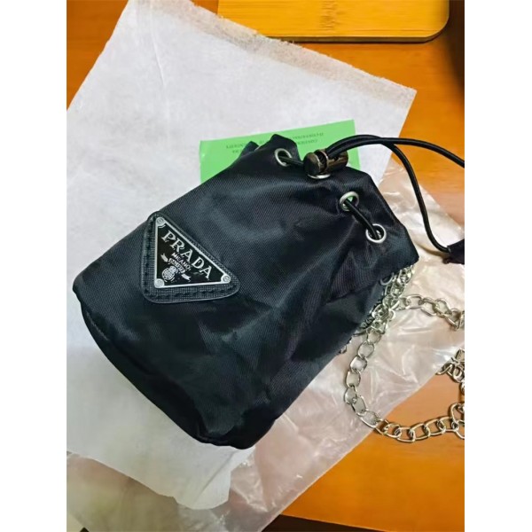 プラダ ブランドバケツバッグ Prada ブラック 高品質 メイクポーチ レディース カジュアル 耐用 収納 バケットバッグ 