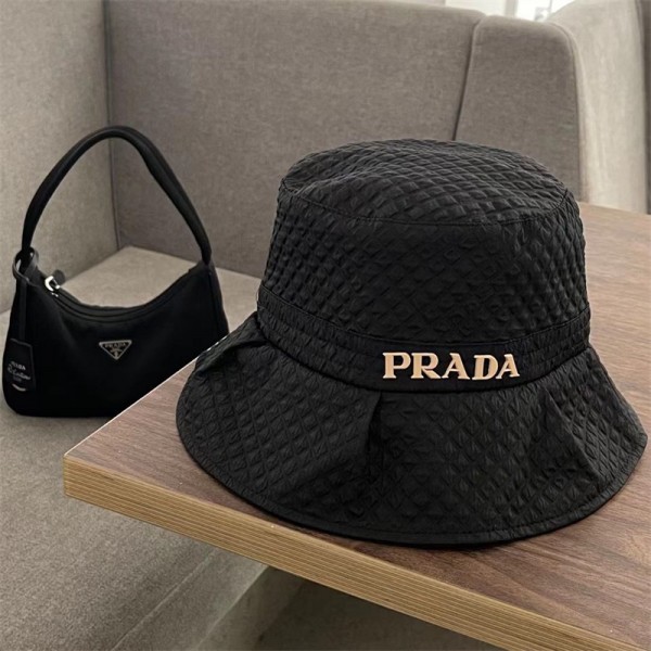 プラダ バケットハットハイブランドPrada レディース日焼け止め カジュアル 漁師の帽子メンズ コーディネート ハット キャップ 帽子