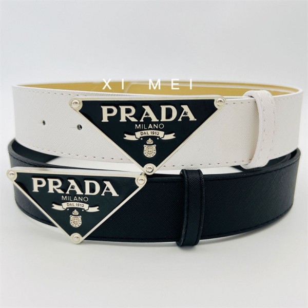 プラダ ベルトハイブランドPrada モノグラム レディース レザー製 ベルト ホワイトブラック2色 ファション 人気 ベルト