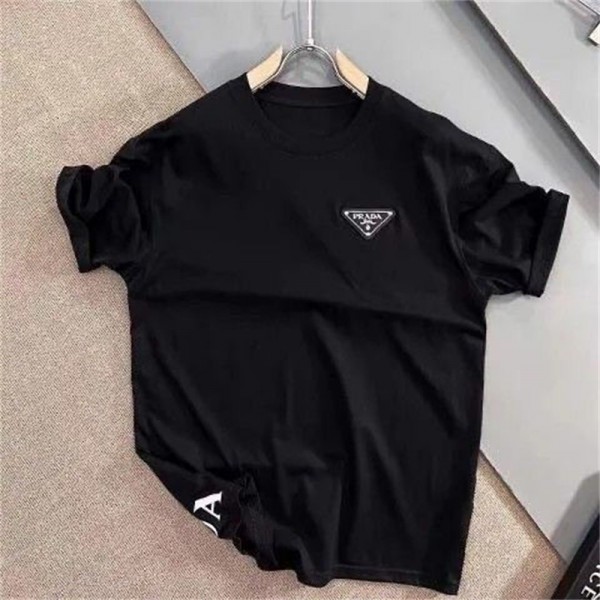 Prada プラダブランド半袖tシャツ夏Ｔシャツブランドかわいいプリント柄tシャツ上着カジュアル20代 30代40代tシャツ 激安パロディ S¬5XL