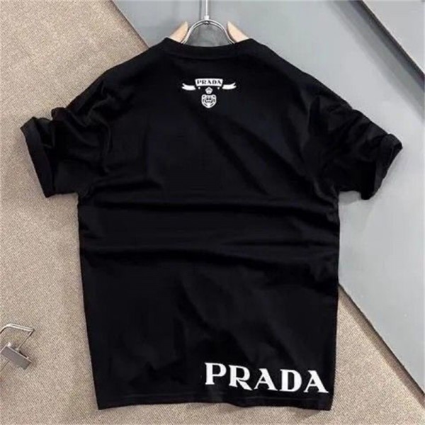Prada プラダブランド半袖tシャツ夏Ｔシャツブランドかわいいプリント柄tシャツ上着カジュアル20代 30代40代tシャツ 激安パロディ S¬5XL