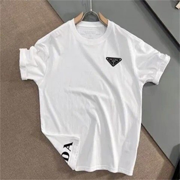 Prada プラダブランド半袖tシャツ夏Ｔシャツブランドかわいいプリント柄tシャツ上着カジュアル20代 30代40代tシャツ 激安パロディ S¬5XL