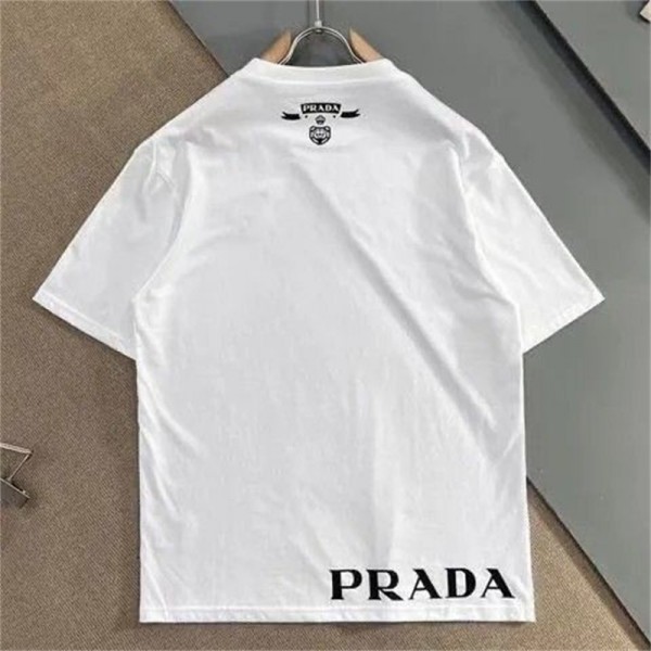 Prada プラダブランド半袖tシャツ夏Ｔシャツブランドかわいいプリント柄tシャツ上着カジュアル20代 30代40代tシャツ 激安パロディ S¬5XL