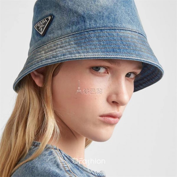 ブランド Prada プラダ デニム 日よけ帽子 UVカット帽子 防晒帽 サファリハット つば広ハット あご紐 付き 調節可能 紫外線対策 夏 秋 アウトドア 旅行用 釣り 登山 テンガロンハット