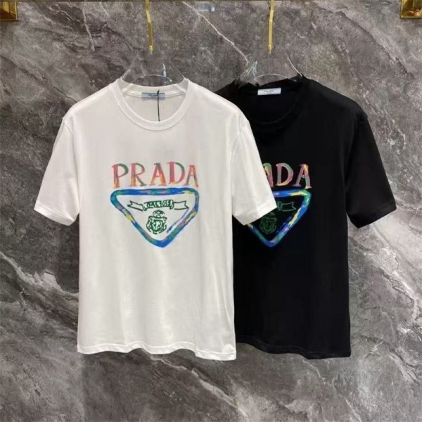 Prada プラダブランド半袖tシャツブランドtシャツ上着カジュアルハイブランド半袖tシャツ男女兼用ブランドtシャツ高品質 S - 4XL