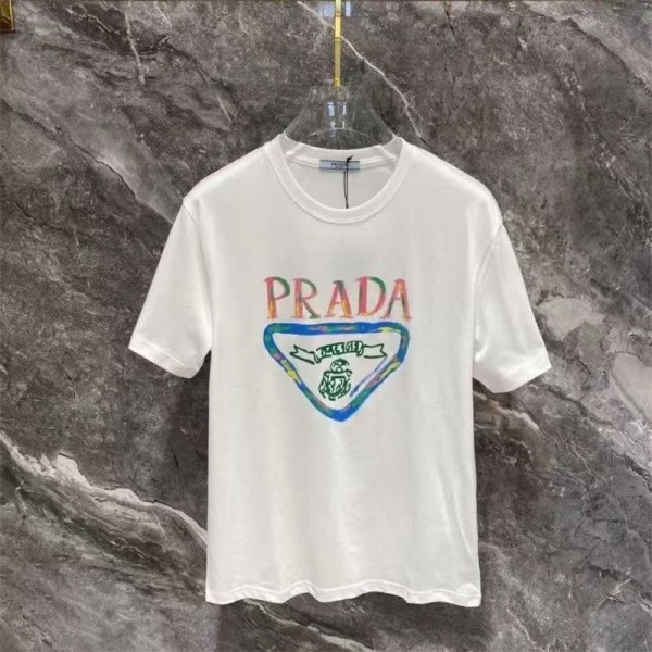 Prada プラダブランド半袖tシャツブランドtシャツ上着カジュアルハイブランド半袖tシャツ男女兼用ブランドtシャツ高品質 S - 4XL