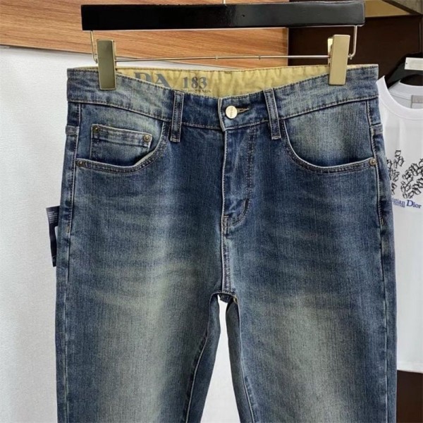 PRADA ブランド サイクル デニムパンツ メンズ プラダ スキニー デニム ジーパン ジーンズ ウォッシュ スリム28¬36CM