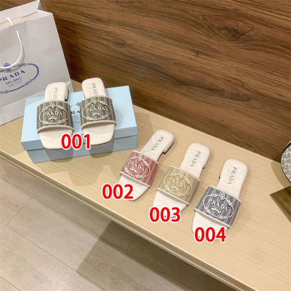 Prada プラダブランド ビーチスリッパ レディース お出かけ用サンダルハイブランド ビーチサンダル女性向けビーサン ミュール サボ ママシューズブランド ローファースリッパ 軽量 225~260cm