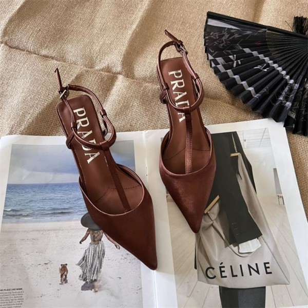 プラダサンダル 履きやすい 歩きやすい 靴づれしにくい ブランド prada ミュール 痛くない ストラップ アンクル ゴムフィット サテン フラット ぺたんこ 低反発 クッション サンダル 225¬260cm