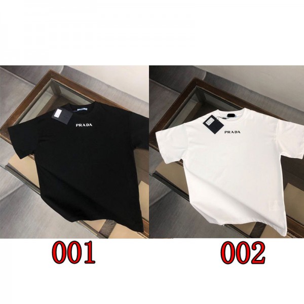 Prada プラダブランドtシャツ メンズ 半袖 無地 吸汗 速乾 インナーシャツ おおきいサイズ 上着 クルーネック 厚手 トップス コットンＴシャツ 肌触り良い S-5XL