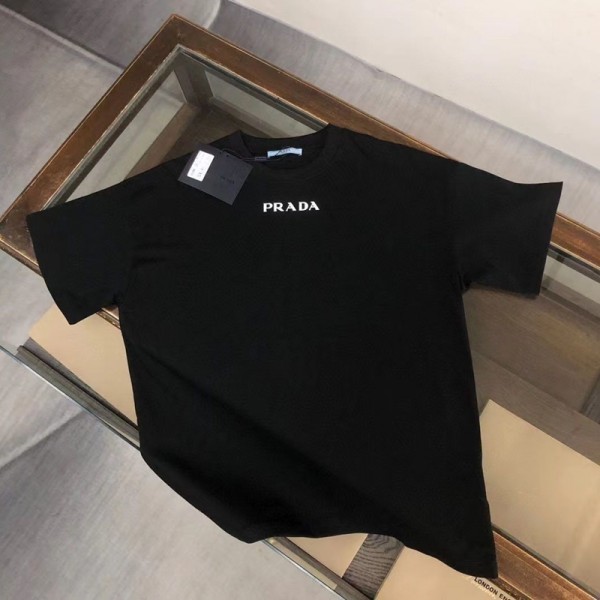 Prada プラダブランドtシャツ メンズ 半袖 無地 吸汗 速乾 インナーシャツ おおきいサイズ 上着 クルーネック 厚手 トップス コットンＴシャツ 肌触り良い S-5XL