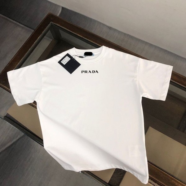 Prada プラダブランドtシャツ メンズ 半袖 無地 吸汗 速乾 インナーシャツ おおきいサイズ 上着 クルーネック 厚手 トップス コットンＴシャツ 肌触り良い S-5XL