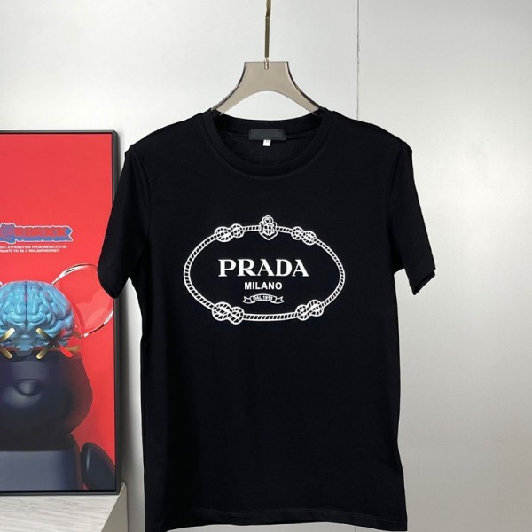 Prada プラダペア揃いtシャツハイブランド夏ブランド短袖tシャツハイブランド半袖tシャツ男女兼用20代 30代40代tシャツ 激安パロディ XS¬5XL