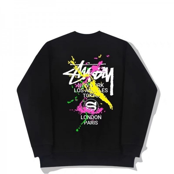ブランド Stussy ステューシーパーカー 女の子 男の子 トレーナー キッズ トレーナー 綿 トップス 長袖 上着 丸襟 子供服 春秋冬 絣染め お洒落 スタンドカラー100 110 120 130 140 150 160cm