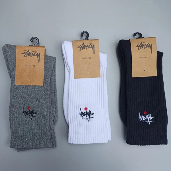 Stussy ステューシーハイブランド ソックス 綿製レディース向け 靴下 かわいいコットン 靴下 メンズ 通気性ブランドソックス 男女兼用 ファッション