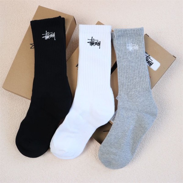 Stussy ステューシーハイブランド ソックス 綿製レディース向け 靴下 かわいいコットン 靴下 メンズ 通気性ブランドソックス 男女兼用 ファッション