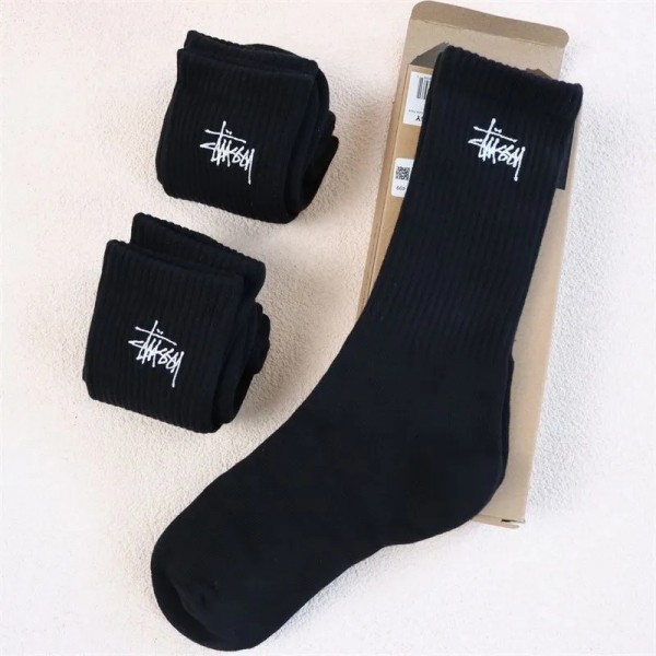 Stussy ステューシーハイブランド ソックス 綿製レディース向け 靴下 かわいいコットン 靴下 メンズ 通気性ブランドソックス 男女兼用 ファッション
