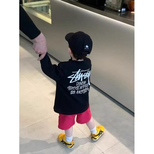 Stussy ステューシーブランド子供服 キッズ トレーナー 女の子 男の子 80-150cm 長袖tシャツ 綿 ホットコット カラータイツ あったかインナー プリント柄 ロンt 体操服 肌着 春秋冬 ハロウィン
