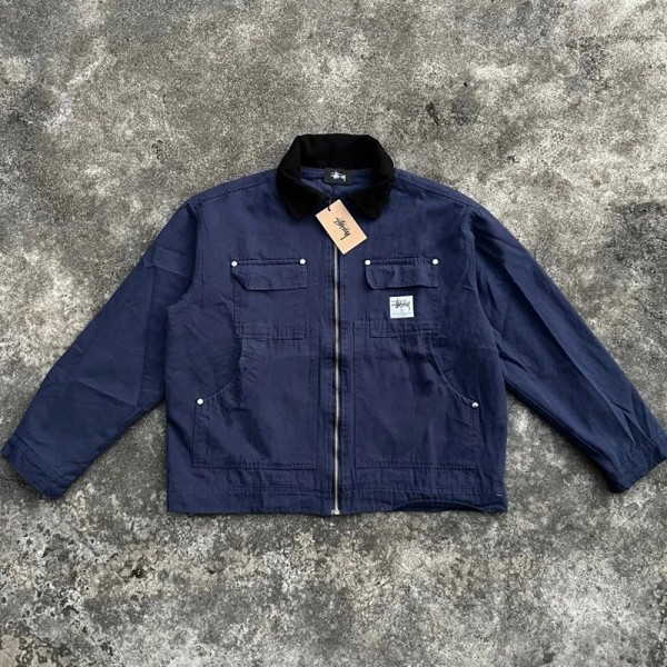 Stussy ステューシーハイブランドミシガンジャケット 20世紀 アメカジワークウェア メンズ アメカジ ジャケット コーデュロイ襟 コットンキャンバス ヴィンテージ S-2XL バイク キャンパス ビジネス ソーシャル