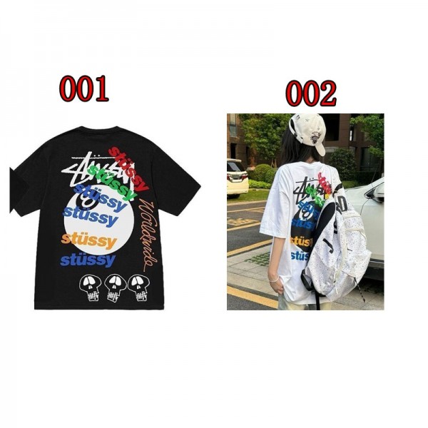 Stussy ステューシーハイブランドtシャツ偽物レディースメンズブランドtシャツオーバーサイズハイブランド半袖tシャツ男女兼用Tシャツカットソー S-3XL ペアカップル