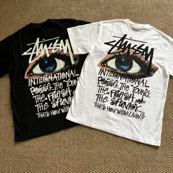 Stussy ステューシーブランド子供tシャツオーバーサイズ夏tシャツブランドボーイズ 流行りtシャツ 上着 カジュアル キッズTシャツ 黒白 ペアカップル110-170cm