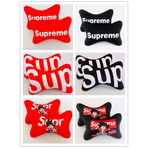 シュプリーム 車ヘッドレスト ハイブランド Supreme ネックパッド 車用品 首枕 頚椎サポート 運転席 車載用 ネックピロー 二個セット