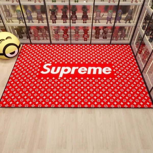 Supreme シュプリーム Lv ルイヴィトン オシャレ 玄関マット ブランド大幅応接間ラグ 洗えるハイブランド室内マット滑り止めハイブランド